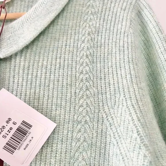 NWT $320 Poetry Collared Cardigan Pure Cashmere Mint Green UK 10 US 6